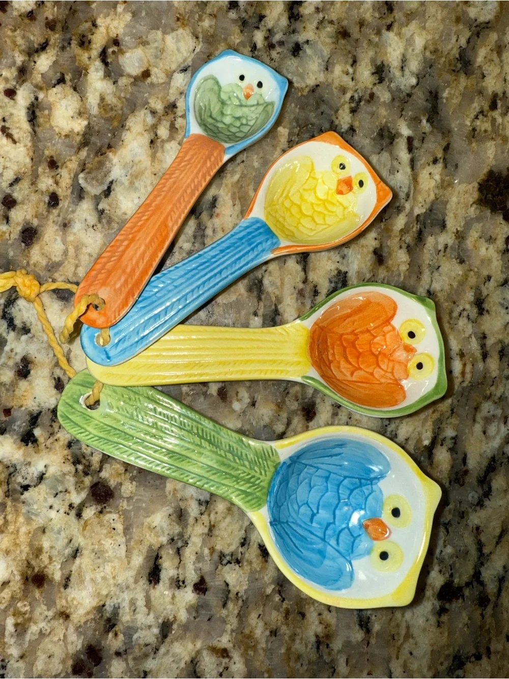 Pier 1 Hand-Painted Owl Ceramic Set